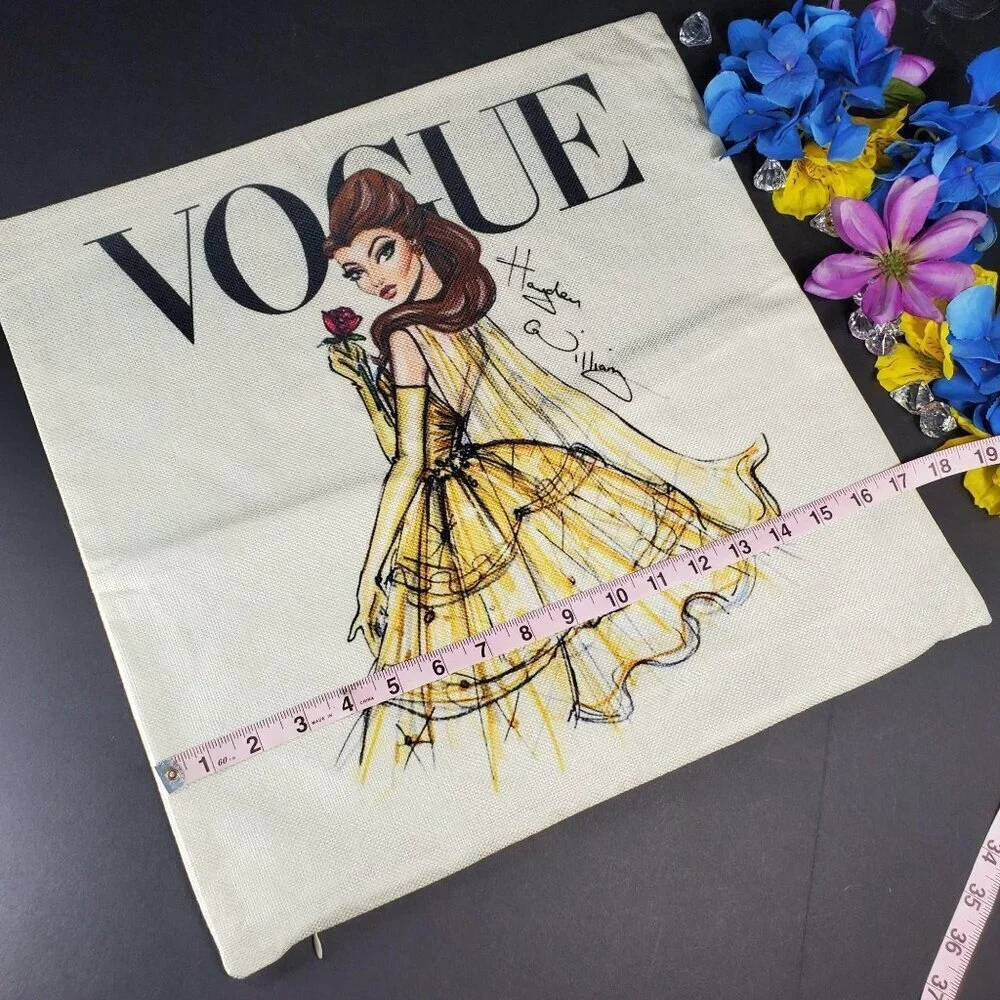 Belle Throw Pillowcase Beauty Beast Princess Sham Accent Pillow Cushion Cover
